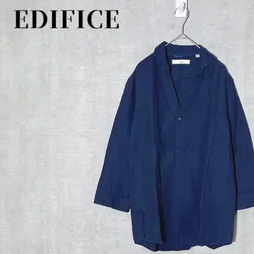 EDIFICE 코튼 린넨 스키퍼 셔츠 7부 소매 네이비 사이즈 S