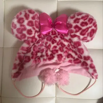 미니 귀도리 핑크 레오파드 무늬 모자 팬캡 레오파드 헤이세이
