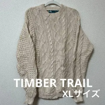 TIMBER TRAIL 베이지 아란 니트 아크릴 100% XL 사이즈