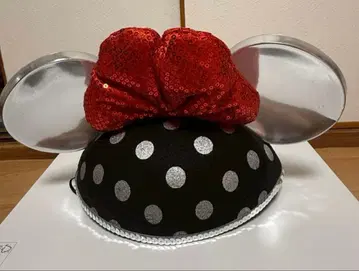 미니 마우스 귀도리 모자 블랙과 빨간색 도트