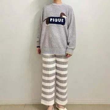 젤라또피케 베비모코 닥스훈트 자카드 풀오버 리브 보더 팬츠