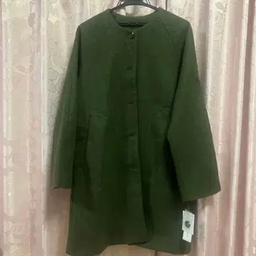 여성 코트, M 사이즈, 올리브 그린 롱 코트 울 혼방