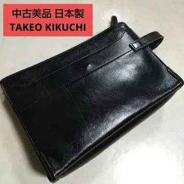 TAKEO KIKUCHI 새상품급 중고 두툼한 앤티크 가죽 클러치백