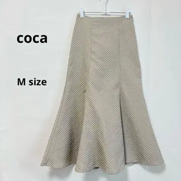 coca 코카 다이아 엠보싱 머메이드 스커트 M 베이지 허리밴딩