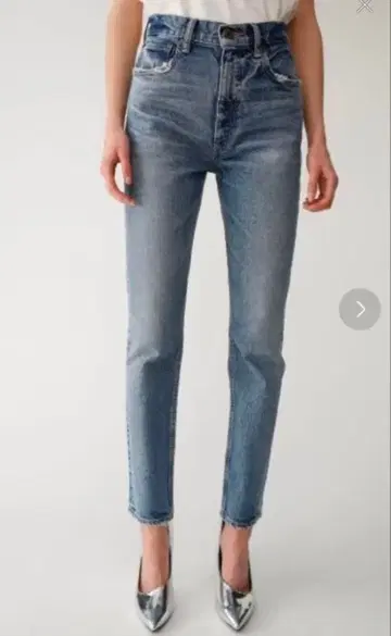 마우지 라이트 블루 스키니 데님 하이웨스트