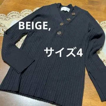 새상품급 사이즈 4 베이지 BEIGE, 리브 니트 스웨터 블랙