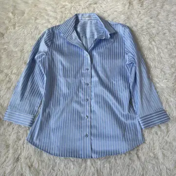 새상품급 Nara 나라카미체 스트라이프 셔츠 광택 있음 7부 기장