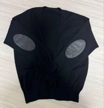 캐시앤보르바 엘르 엘보 패치 가디건 버튼리스 블랙 2