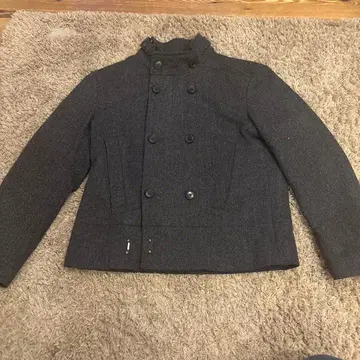 휴고보스 울 더블 브레스트 피 코트 그레이