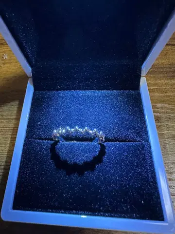 실버 925 물결 모양 반지 자갈 포함