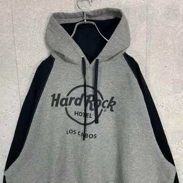 하드 록 카페 로고 프린트 후드 맨투맨 바이컬러 3XL