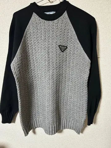케이블 니트 2XL 그레이/블랙