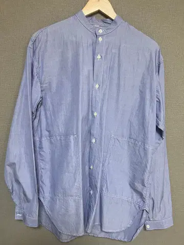 WEBBER 밴드 카라 셔츠 블루