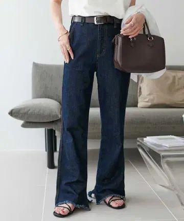 DISCOAT US 코튼 데님 플레어 팬츠