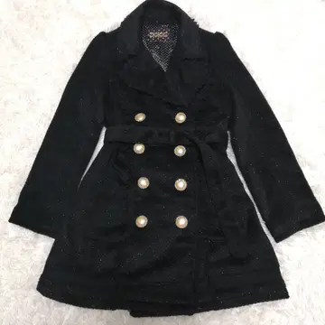 TRALALA 투라라리즈리사 벨트 부착 원피스 코트 블랙 라메 프릴