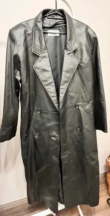 JHA JHA 블랙 가죽 롱 코트