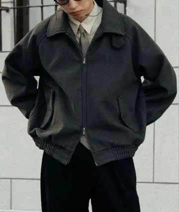 Bleme 더블 지퍼 멜톤 탄력 해링턴 자켓 턱 스트랩 포함