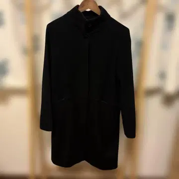 블랙 롱 코트 스탠드 카라