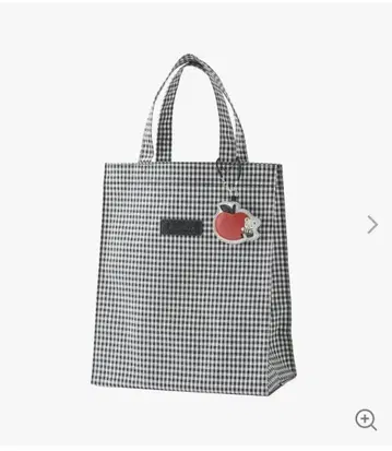 깅엄 체크 토트백 사과 참 포함
