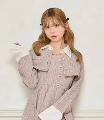 트위드 숏 자켓 미니 원피스