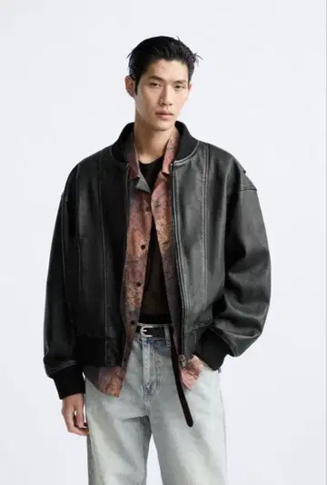 ZARA 블랙 가죽 자켓 봄버 자켓