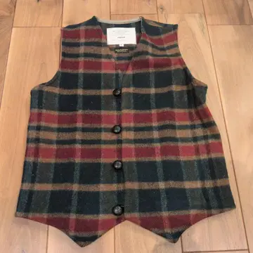 Fidelity 체크 무늬 울 베스트 L 사이즈 어반 리서치 별주