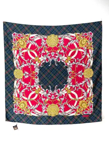 620 미사용 DAKS LONDON 고급 실크 대형 스카프 90