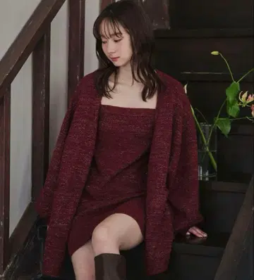 mideal 글리터 멜란지 니트 앙상블