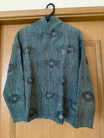 요건 레일 무늬 실크 긴팔 셔츠