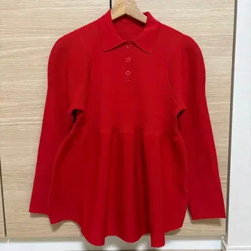 MAMU 폴로 플레어 니트 레드