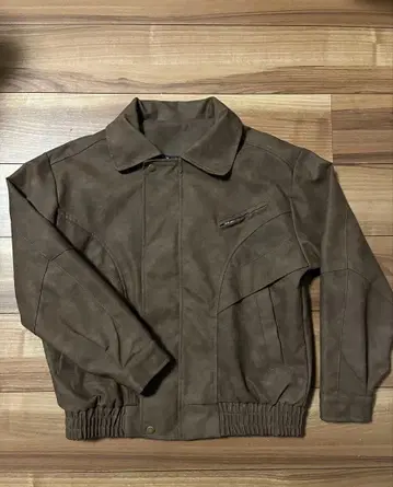 브라운 합성 피혁 블루종