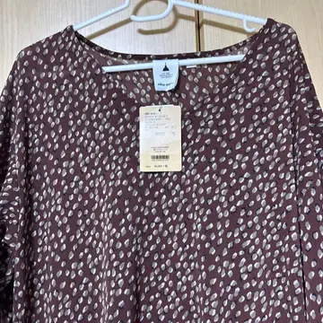 니코앤드 브라운 도트 무늬 7부 소매 롱 원피스 L 사이즈