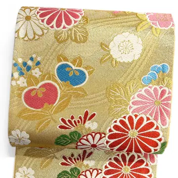 후리소데 오비 국화 귤꽃 팔중벚꽃 구름 타테와쿠 기모노 115b d ms