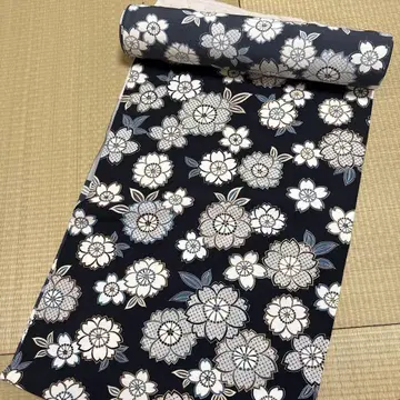 일본제 미사용 새상품 기모노 옷감 순수 실크 꽃무늬 코몬 오샤레기