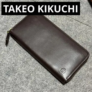 TAKEO KIKUCHI 다케오 키쿠치 라운드 지퍼 장지갑 브라운