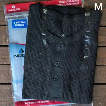 인델라 INDERA 써멀 T셔츠 3버튼 헨리넥 블랙 [ M ]