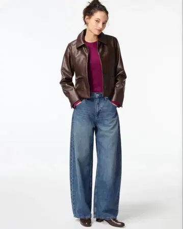 유니클로 배기 커브 청바지 블루 23