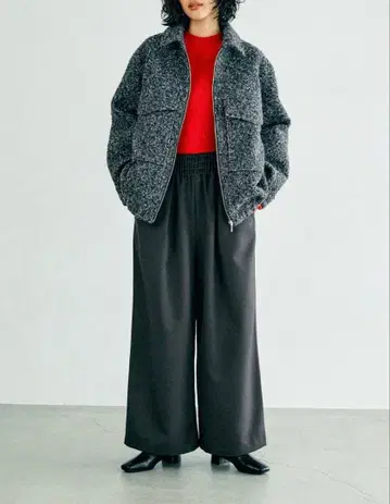 개더 와이드 팬츠 AW 차콜 렙심 LEPSIM