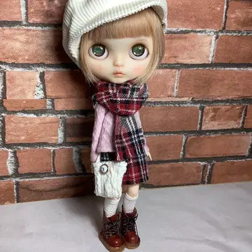 브라이스 아웃핏 무늬뜨기 니트 & 울 체크 미니 스커트 세트