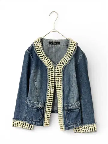annahl 앙나풀 펄 장식 데님 자켓