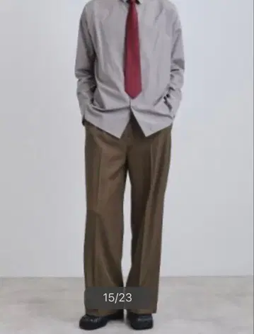 브라운 와이드 팬츠 플리츠