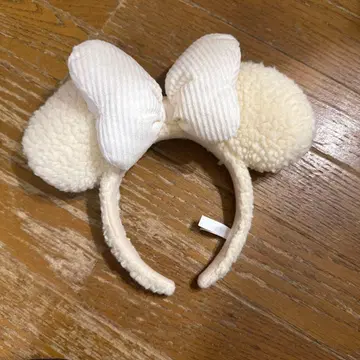미키 귀 디자인 머리띠 화이트