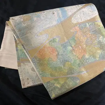 골드 컬러 파도 무늬 후쿠로 오비