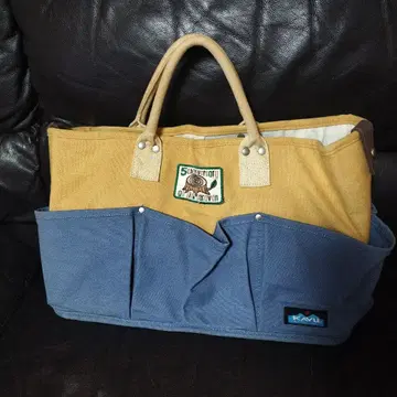 KAVU 레어 가드닝 백, 토트백 베이지/파랑