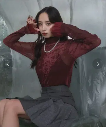 소매 튤 시어 벨로아 상의 ( HARE )