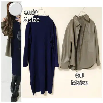 코디 세트 사이드 버튼 리브 원피스 오버 사이즈 레더 터치 셔츠