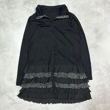 페미닌 긴팔 튜닉 블랙 프릴 레이어드 M 사이즈