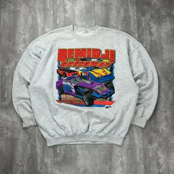 길단 양면 프린트 레이싱 맨투맨 그레이 3XL 6140