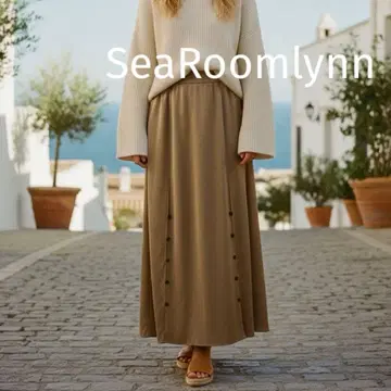 SeaRoomlynn 시룸 린 베이지 버튼 큐롯 스커트