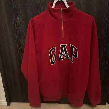 GAP 빨간색 하프 지퍼 후드티 90s